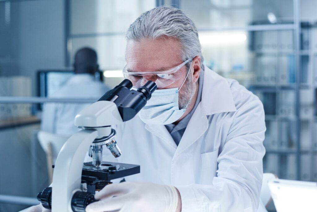 Scientist examining new dna of virus