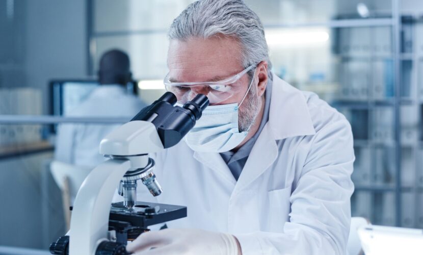 Scientist examining new dna of virus